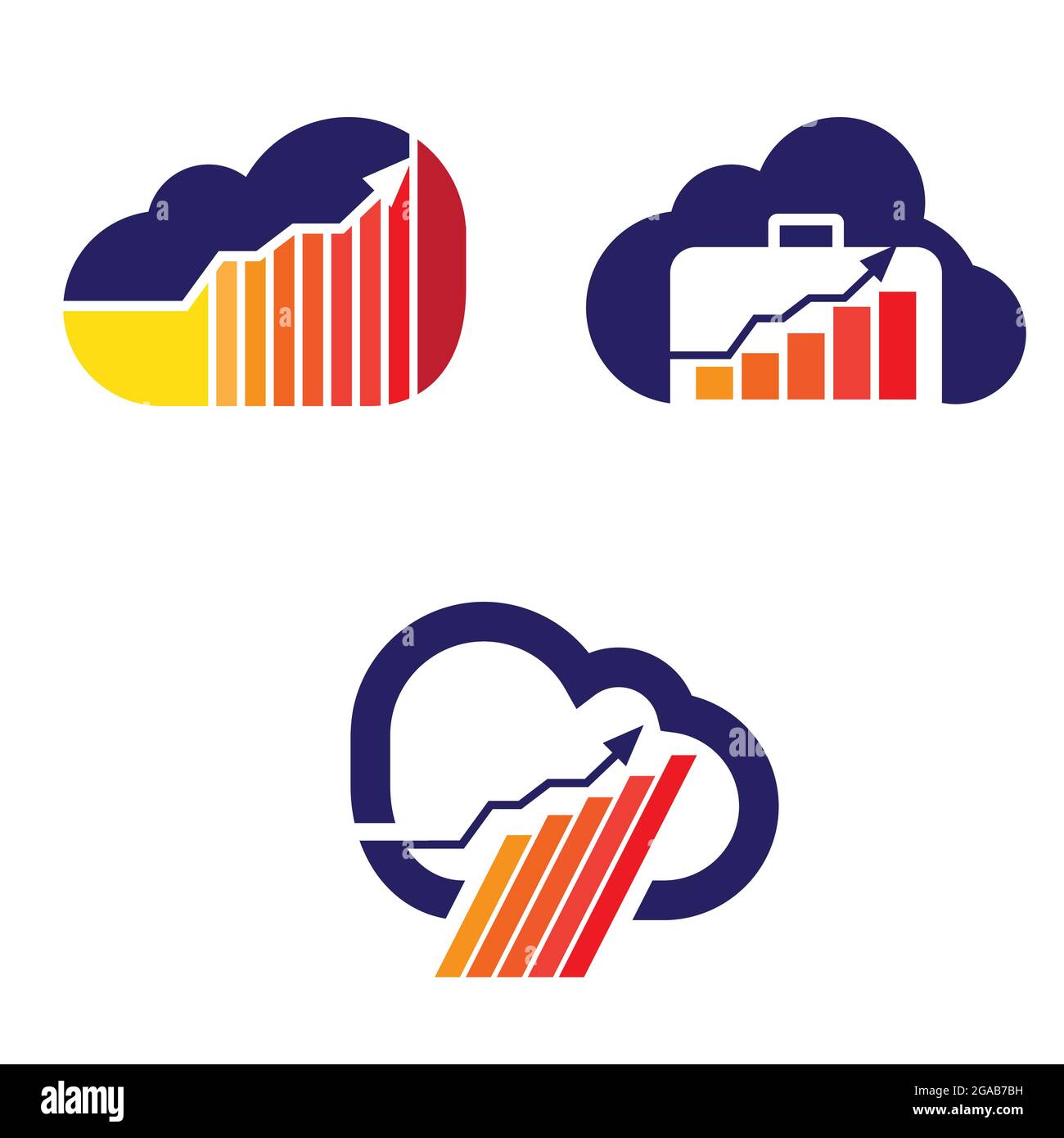 Business Cloud-Speichersymbole. Cloud-Computing. Stock Vektor