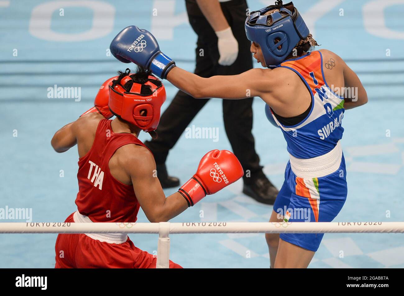 Tokio, Japan. Juli 2021. Boxen Olympiade, Vorkampf, Leichtgewicht