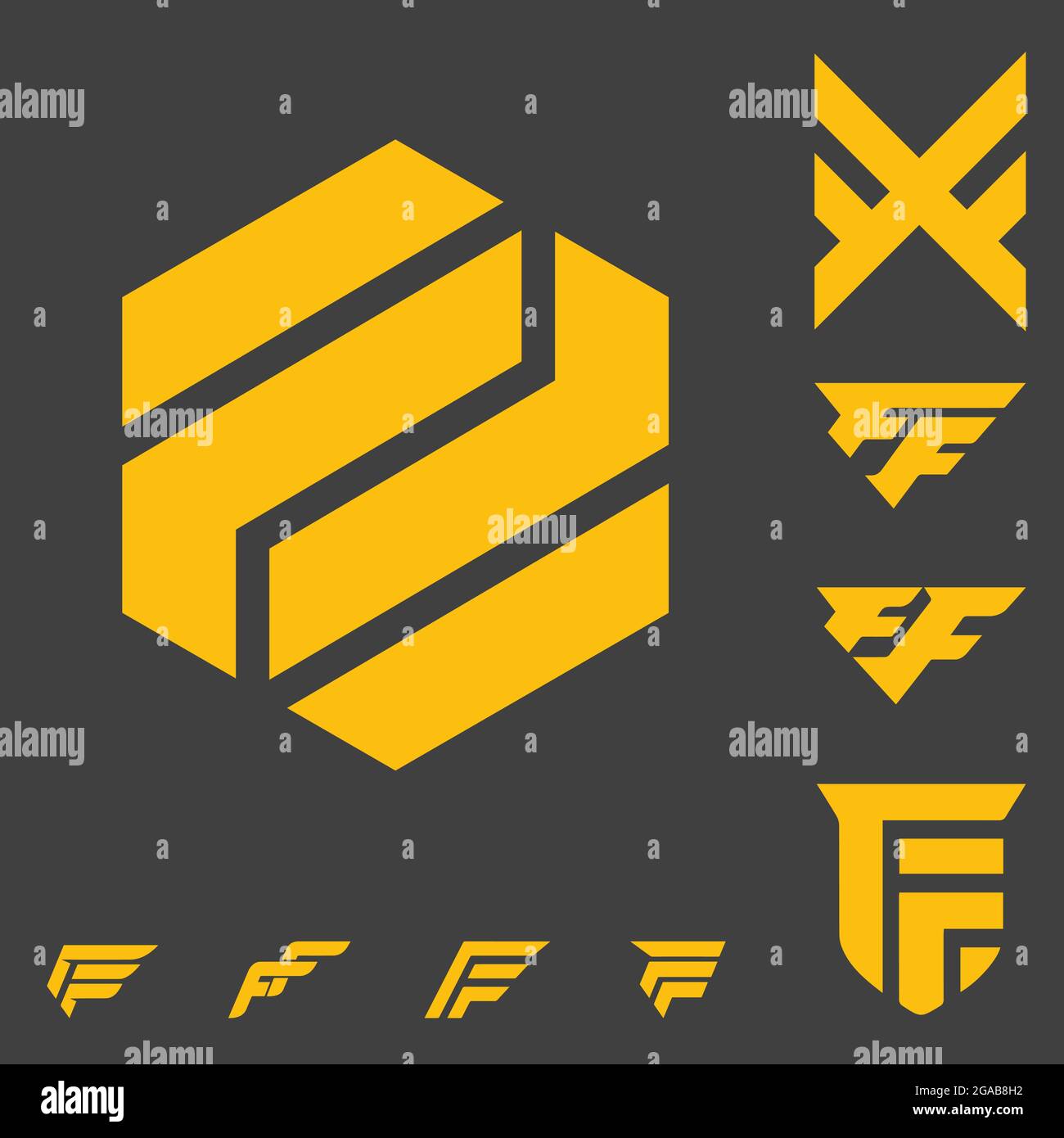 Doppeltes F-Letter-basiertes Logo, fett, einfach, modern und sauber. Kann als Streaming-Kanal, Sport- oder eSport-Logo, Bekleidungslogo oder jede andere p verwendet werden Stock Vektor