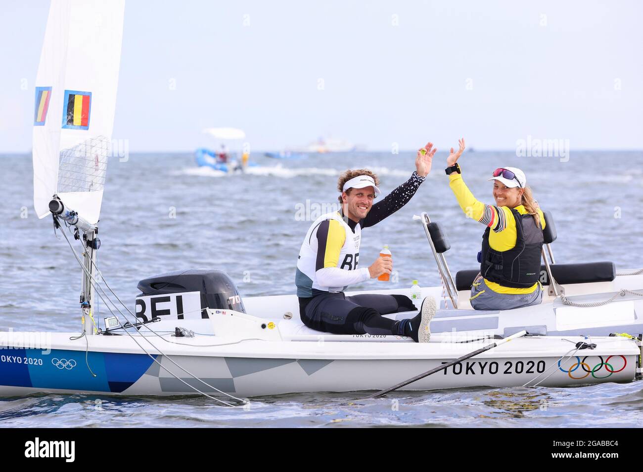 Der Belgier Wannes Van Laer und Coach Evi Van Acker im Bild beim Rennen
