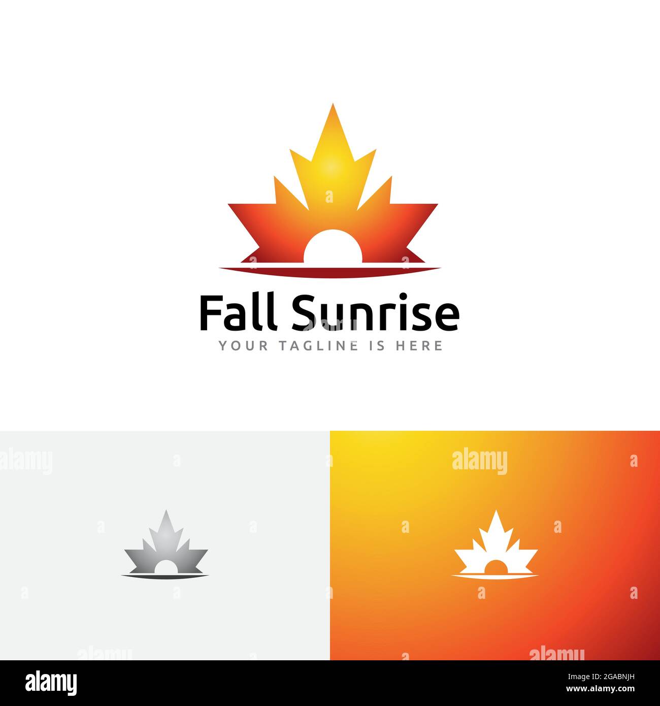 Schönes Sonnenaufgang Maple Leaf Herbst Herbst Saison Natur Logo Stock Vektor