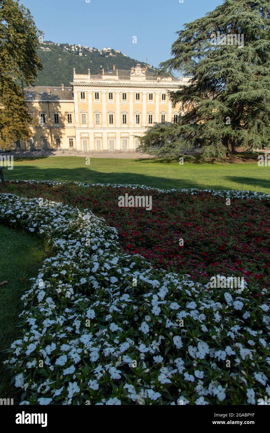 Schöner Park in der Villa Olmo in Como, Italien Stockfoto