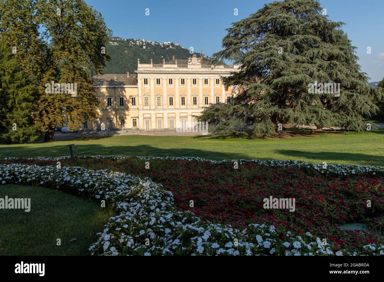 Schöner Park in der Villa Olmo in Como, Italien Stockfoto