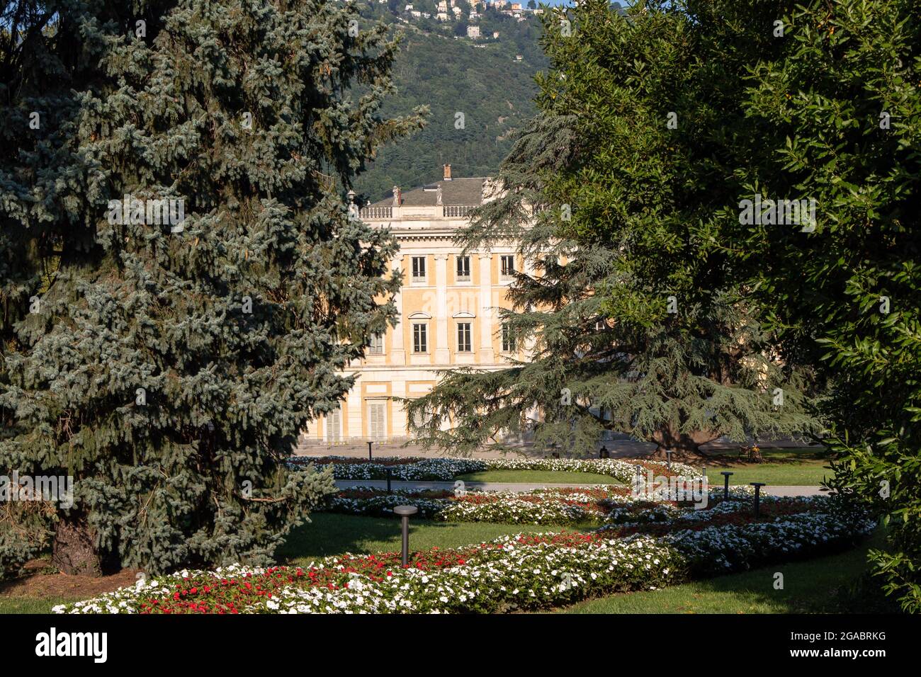 Schöner Park in der Villa Olmo in Como, Italien Stockfoto