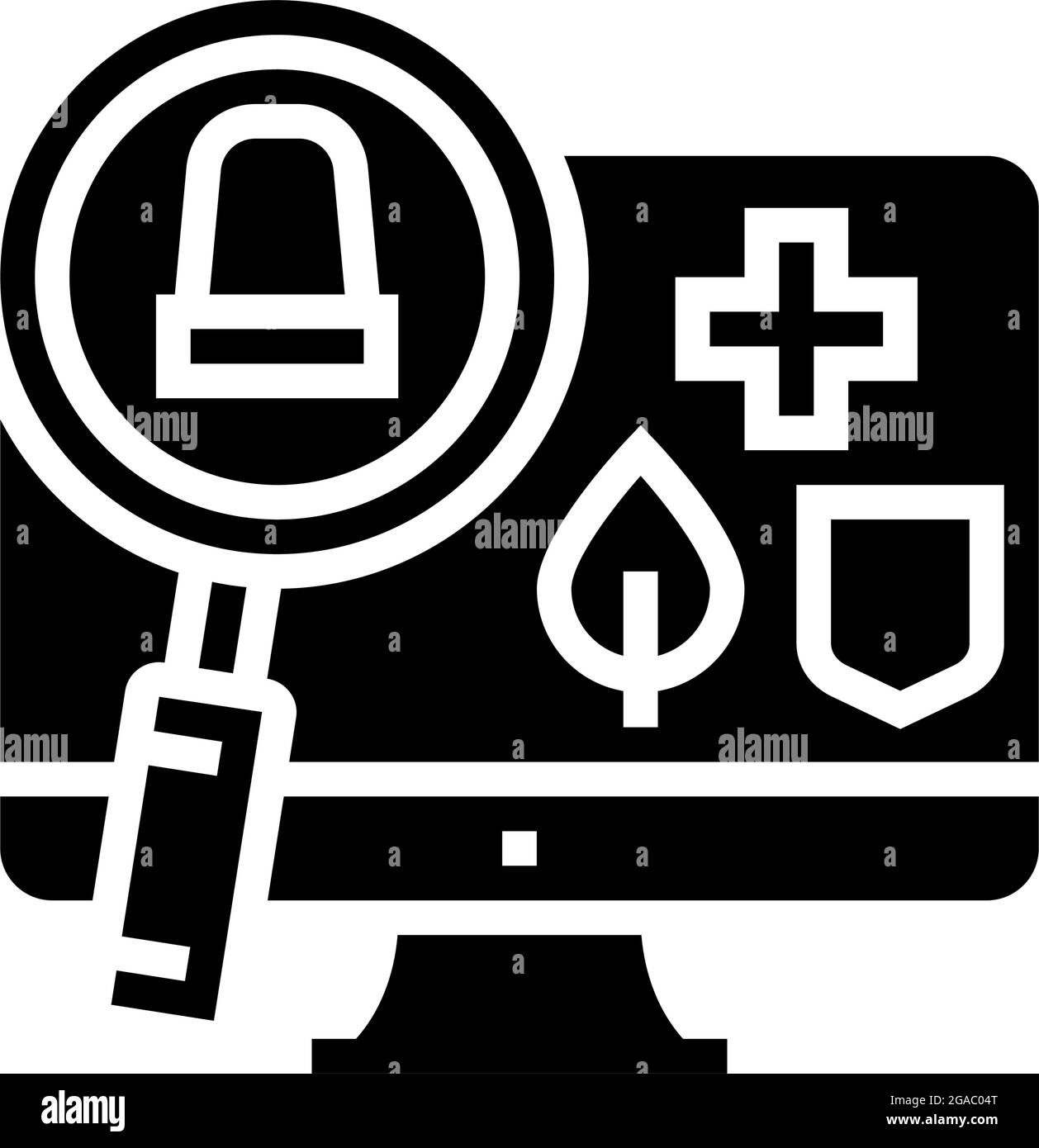 Darstellung des Glyphen-Symbols für Überwachung und Informationsabruf Stock Vektor