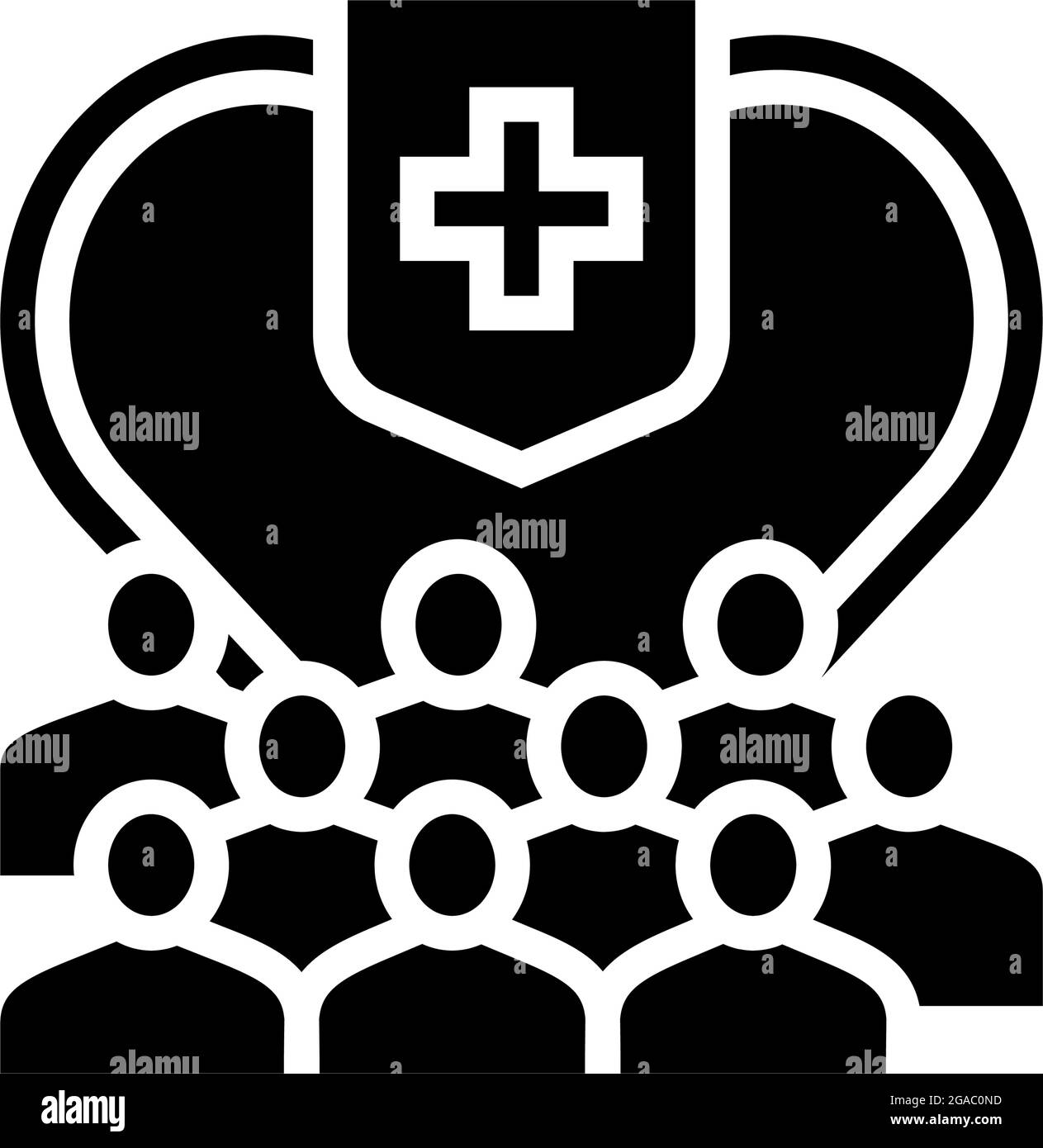 Illustration für Glyphen-Symbole für Gesundheit und Sicherheit der Bevölkerung Stock Vektor