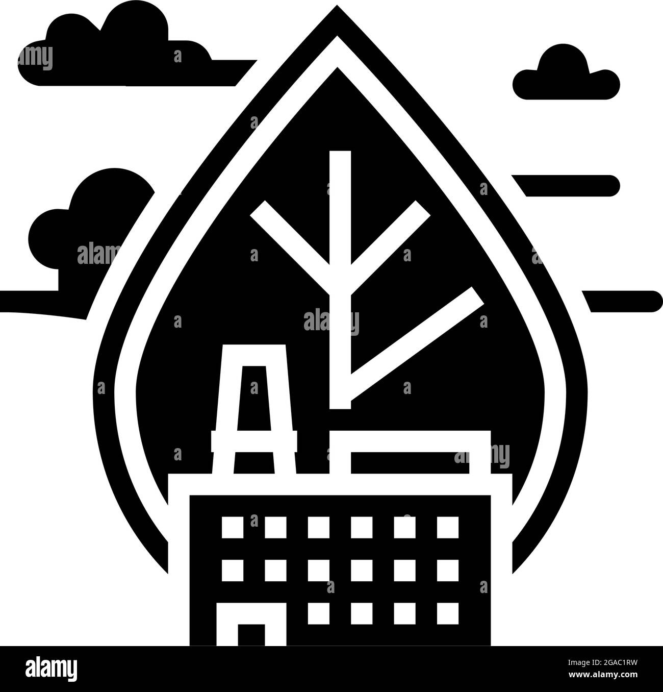 Abbildung mit Glyphen-Symbolen für Luftemissionen und Luftqualität Stock Vektor