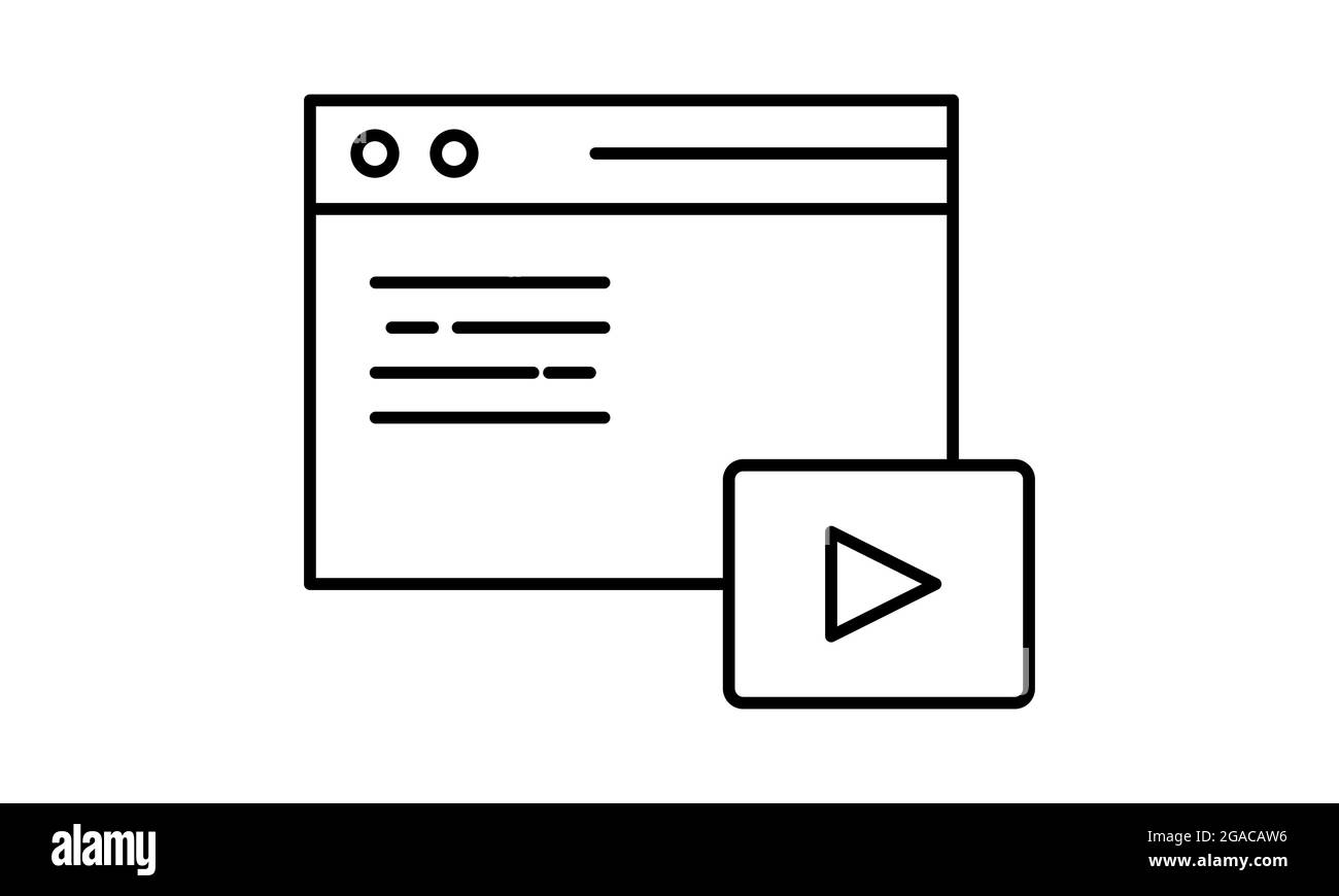 Symbol für die Vektorlinie des Videoplayers der Webseite. Elemente für mobiles Konzept und Web-Apps. Dünne Linien-Symbole für Website-Design und Entwicklung, App-Entwicklung. Stock Vektor