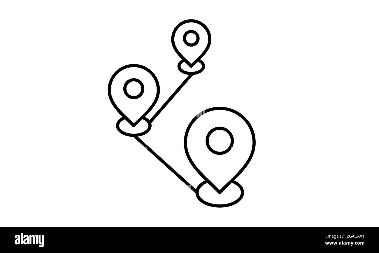 Distanzsymbol Navigation Route Kartenzeiger Vektorbild Stock Vektor