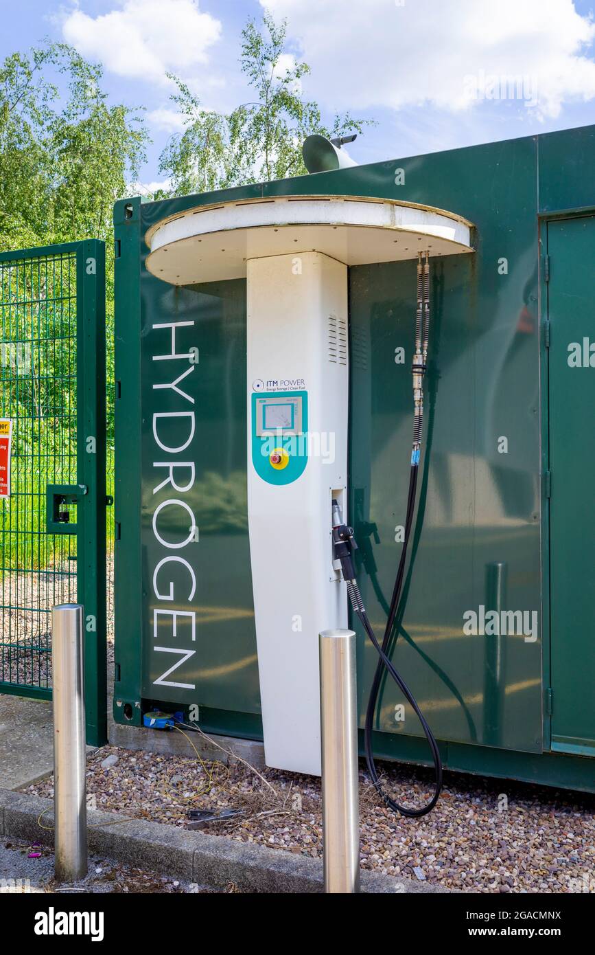 Wasserstofftankstelle Wasserstofftankpumpenstation auf dem Campus der Nottingham University Jubilee Nottingham Nottinghamshire England GB Europa Stockfoto