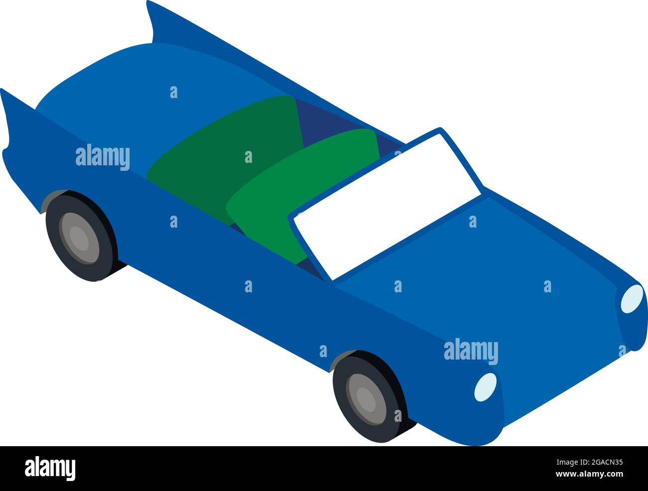 Isometrischer Vektor des Cabriolet-Symbols. Blaues Cabriolet ohne Dach. Cabriolet, Transport, Automobil Stock Vektor