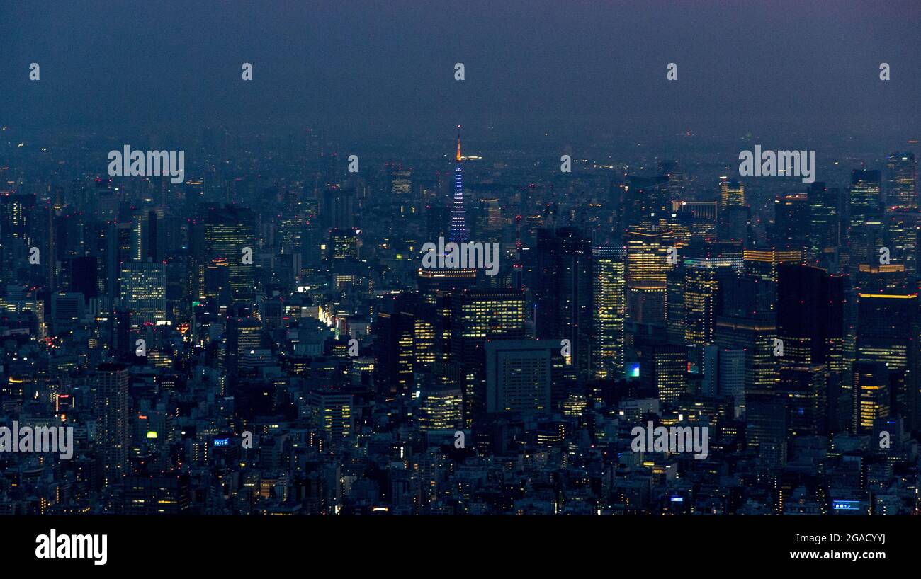Die Sehenswürdigkeiten von Tokio Japan während der Olympischen Spiele 2021 Stockfoto