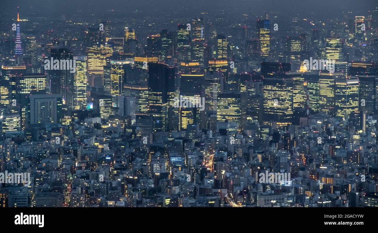Die Sehenswürdigkeiten von Tokio Japan während der Olympischen Spiele 2021 Stockfoto