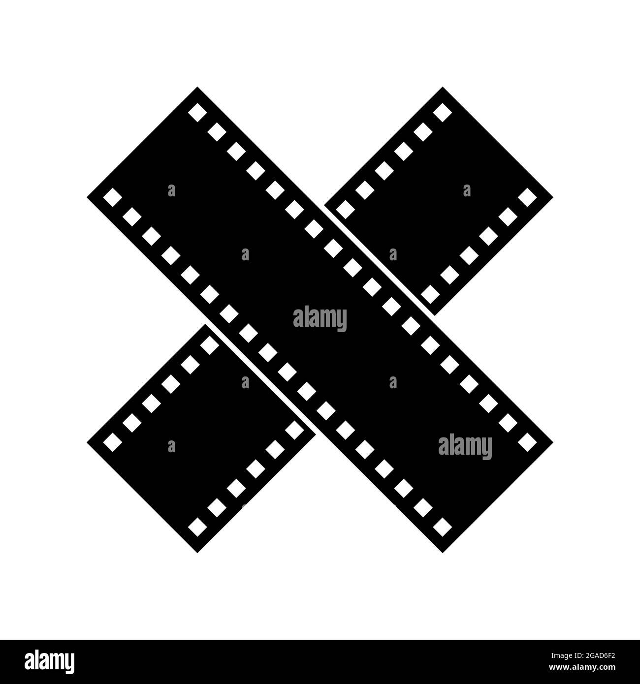 Gebogener Filmstreifen, Element für Kinodesign. Film- und Videosymbol. Stock Vektor