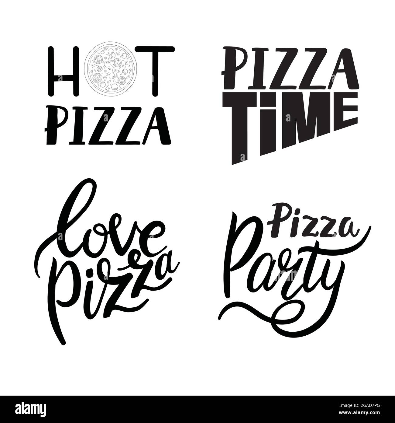 Zitate mit PizzaSchriftzug. Italienische Pizza, Fast Food Lettering