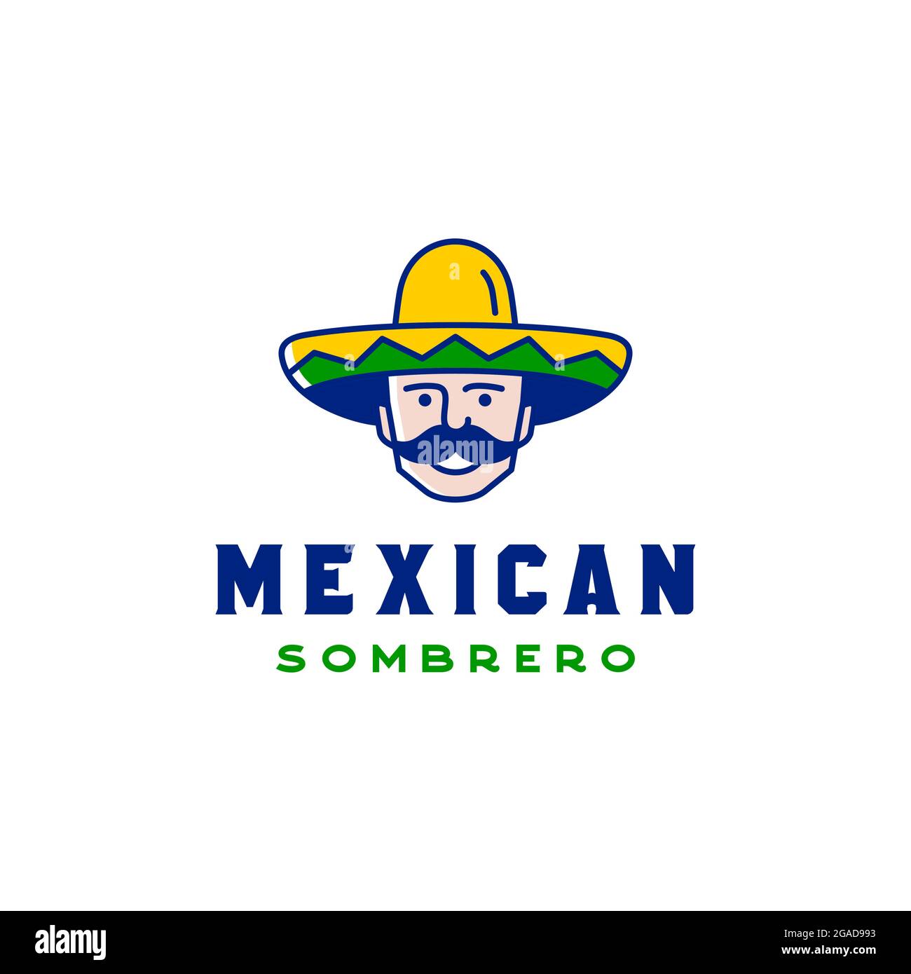 Mexikanischer Mann mit Hut Sombrero, mexikanische Küche, mexikanische Küche Restaurant Vintage Label Logo Design Stock Vektor