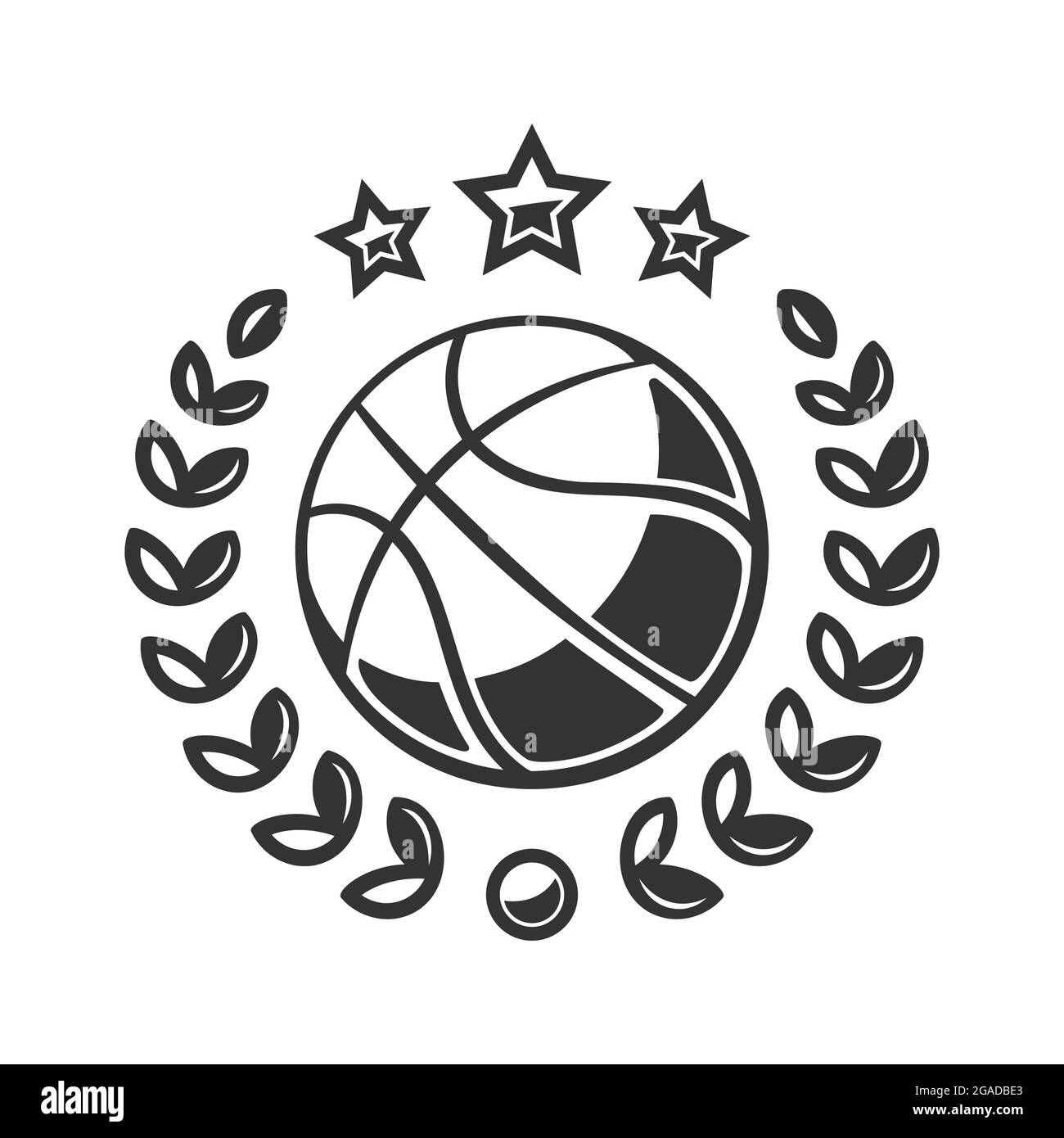 Emblem eines Basketballballs. Vektorlogo für Basketballturniere. Isoliert auf weißem Hintergrund Stock Vektor