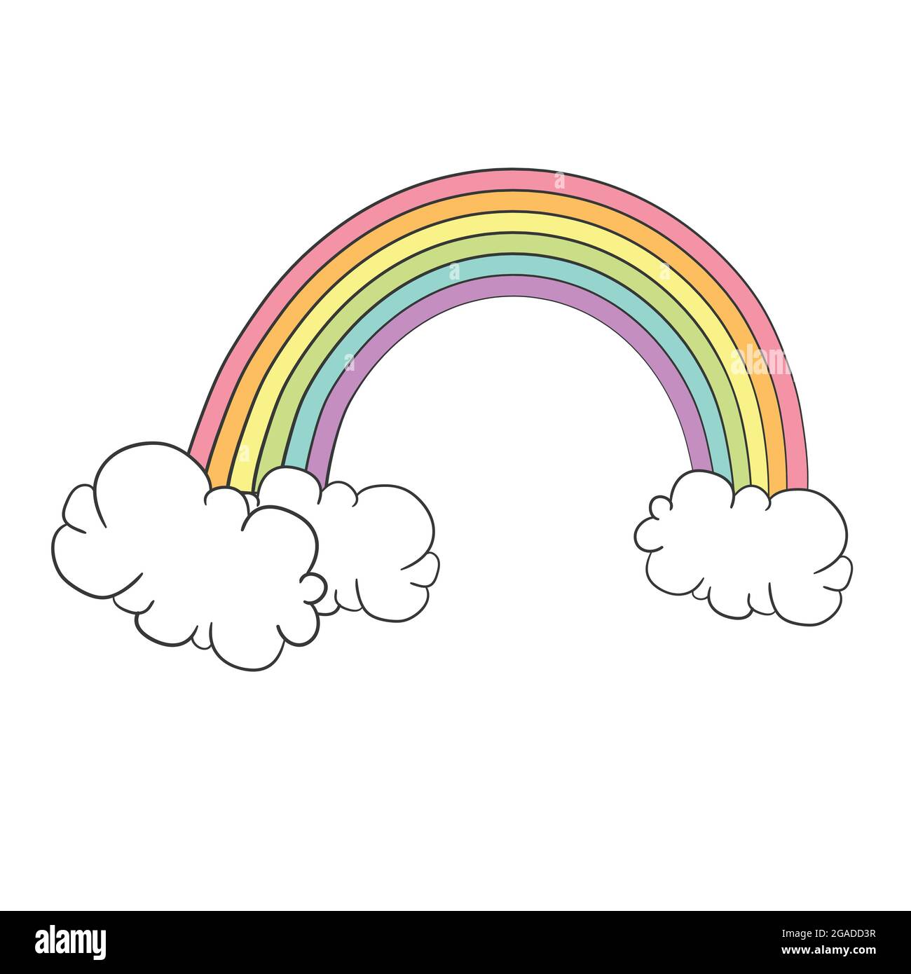 Niedliche Vektor-Illustration mit Regenbogen und Wolken Stock Vektor