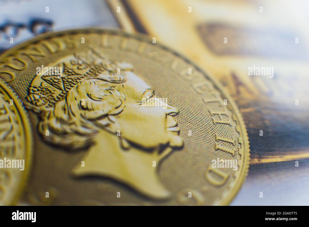 Vereinigtes Königreich Pfund Münze mit Königin Stockfoto