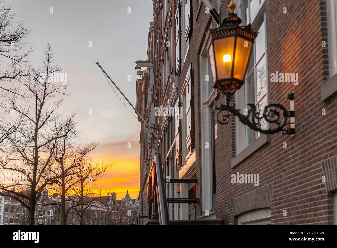 Abendhimmel, Keizersgracht; Amsterdam, Holland Stockfoto
