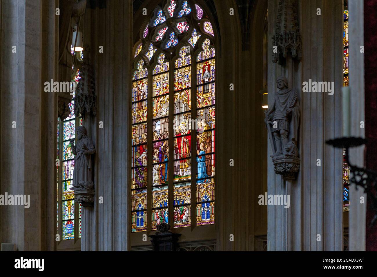 Buntglasfenster, St. John's Cathedral, Den Bosch, Niederlande Stockfoto