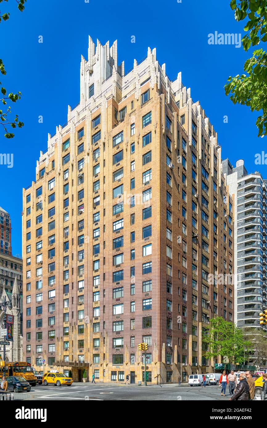 Das 55 Central Park West ist ein Art déco-Wahrzeichen, das von Schwartz & Gross entworfen wurde. Stockfoto