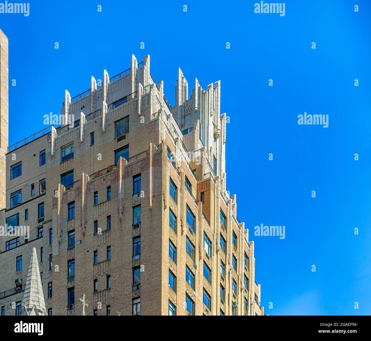 Das 55 Central Park West ist ein Art déco-Wahrzeichen, das von Schwartz & Gross entworfen wurde. Stockfoto