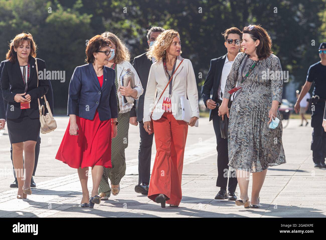 Breslau, Polen. Juli 2021. 30 Jul 2021 Polen Breslau VII Polnisch-Spanisches Parlamentarisches Forum spricht mit Vertretern der polnischen und spanischen Parlamente über den Europäischen Wiederaufbaufonds und die Zusammenarbeit zwischen den Ländern unter Beteiligung des Marschalls des polnischen Sejm, Elzbieta Witek und Meritxell Batet - Präsidentin des spanischen Abgeordnetenkongresses (Bild: © Krzysztof Kaniewski/ZUMA Press Wire) Bild: ZUMA Press, Inc./Alamy Live News Stockfoto