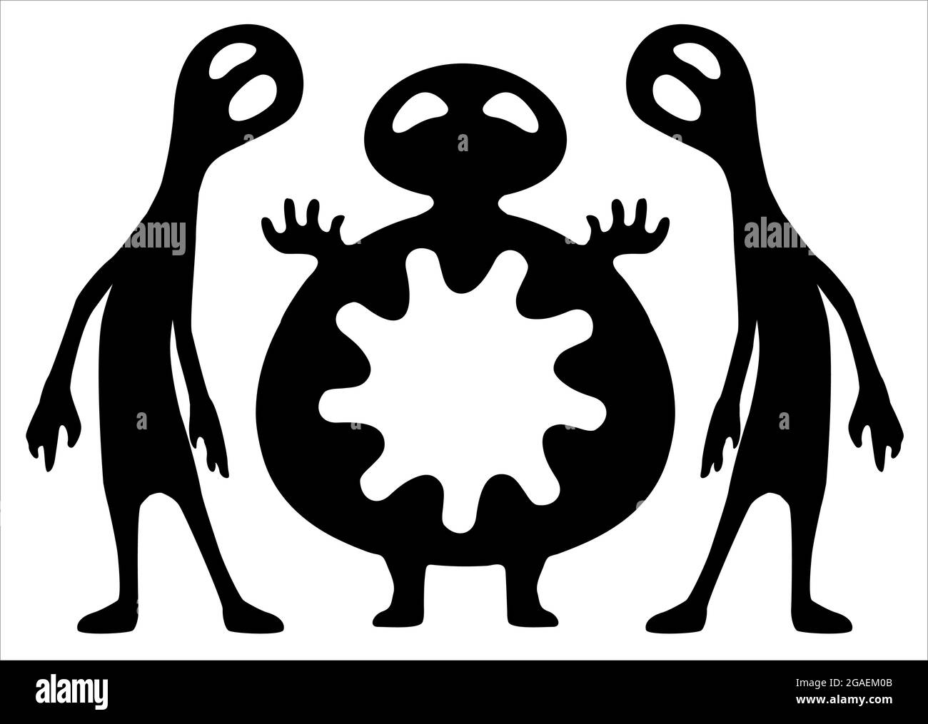 Gesundheitsbombe im Körper Cartoon-Figur schwarz Silhouette, Vektor-Illustration, horizontal, isoliert, über weiß Stock Vektor