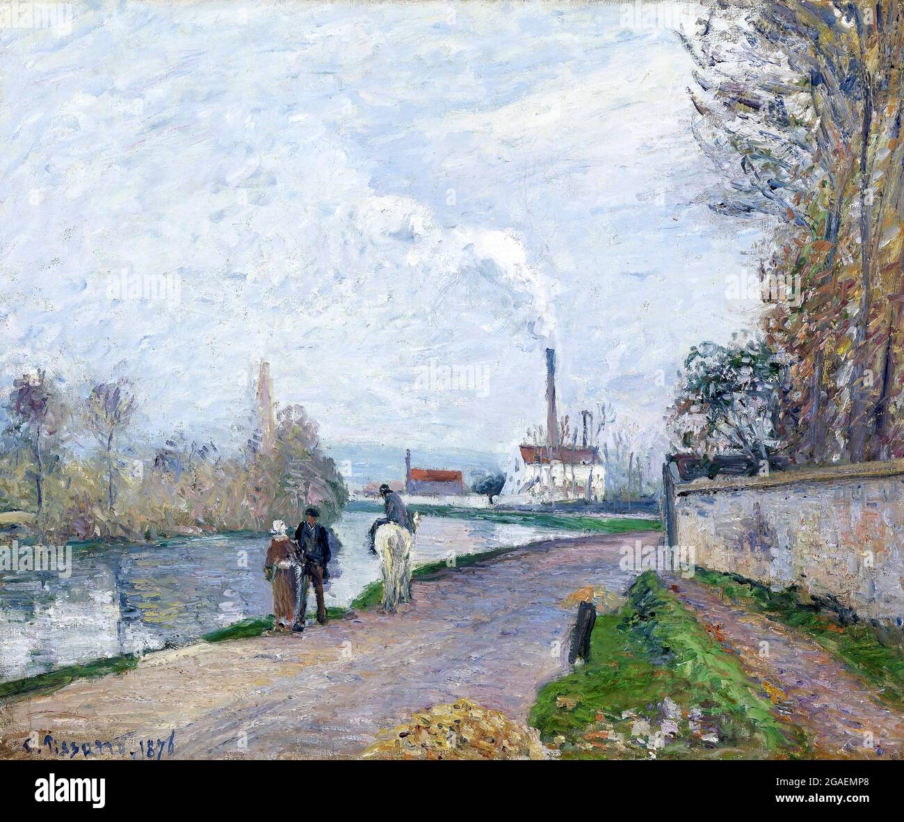 Die Oise bei Pontoise in Grey Weather von Camille Pissarro (1830-1903), Öl auf Leinwand, 1876 Stockfoto