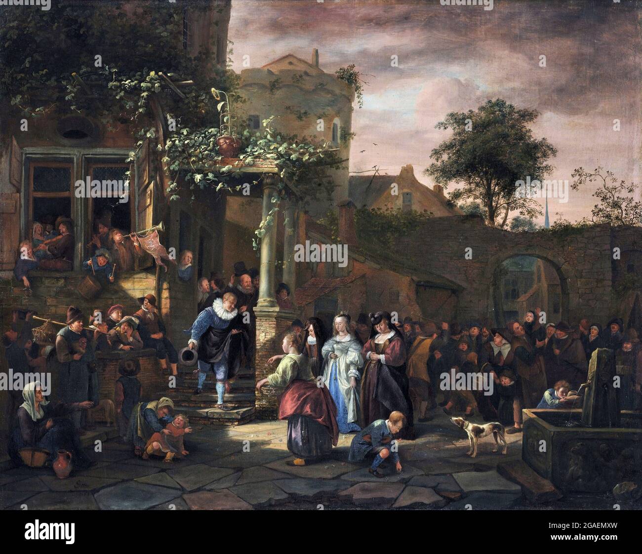 Jan Steen. Die Dorfhochzeit des niederländischen Künstlers aus dem Goldenen Zeitalter, Jan Havickszoon Steen (c. 1626-1679), Öl auf Leinwand, 1653 Stockfoto