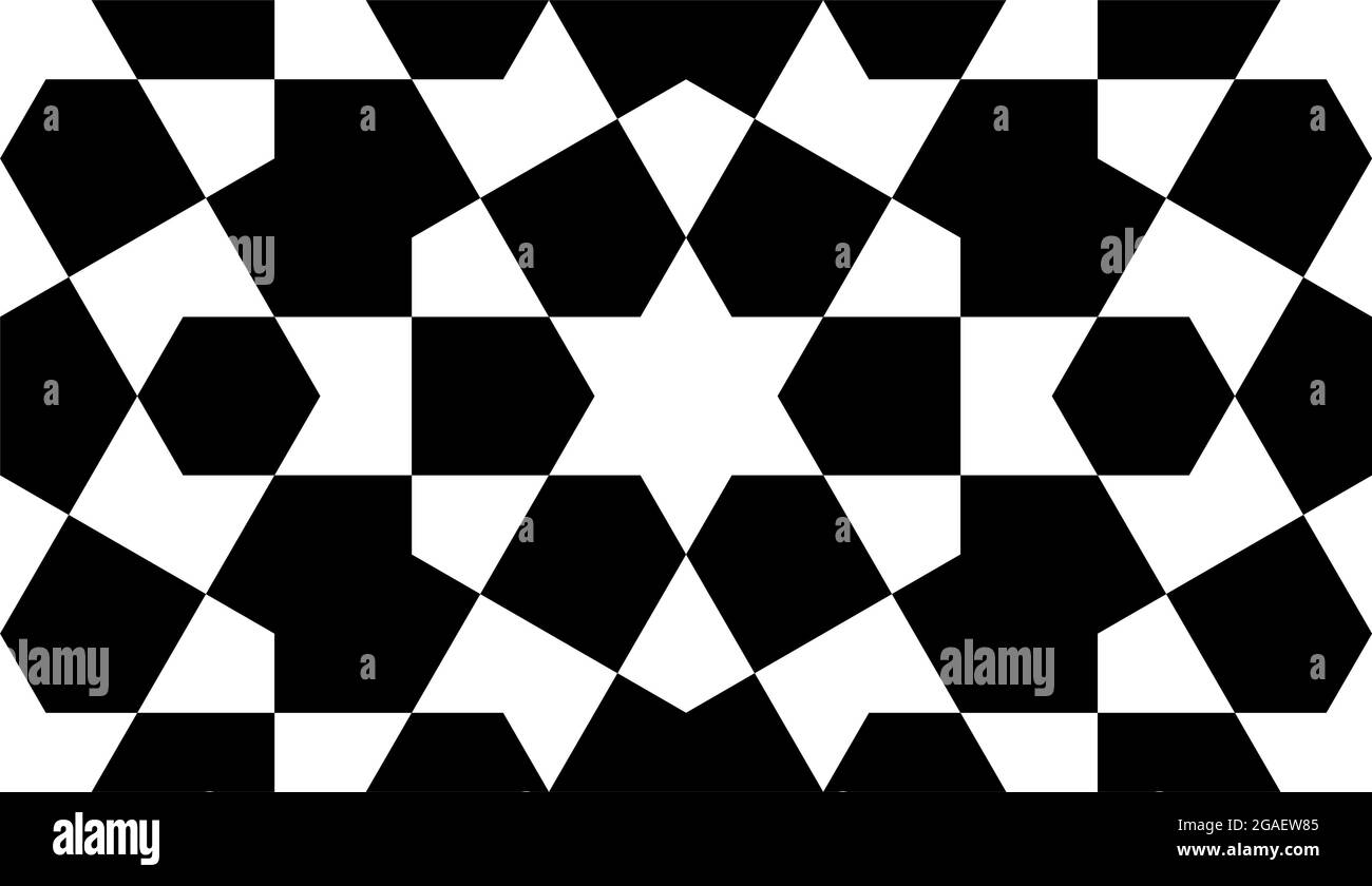 Nahtlose geometrische Ornament auf der Grundlage der traditionellen islamischen Kunst. Schwarz und weiß. Tolles Design für Stoff, Textil, Abdeckung, Geschenkpapier, Hintergrund. Stock Vektor