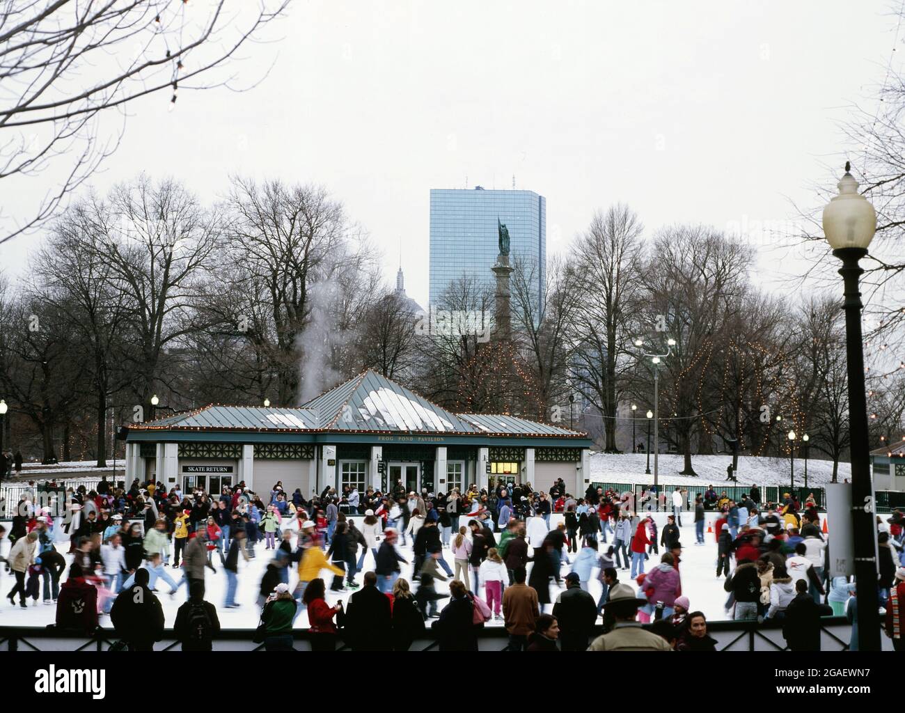 Boston Gemeinsame Wintereisläufer zu Weihnachten Stockfoto