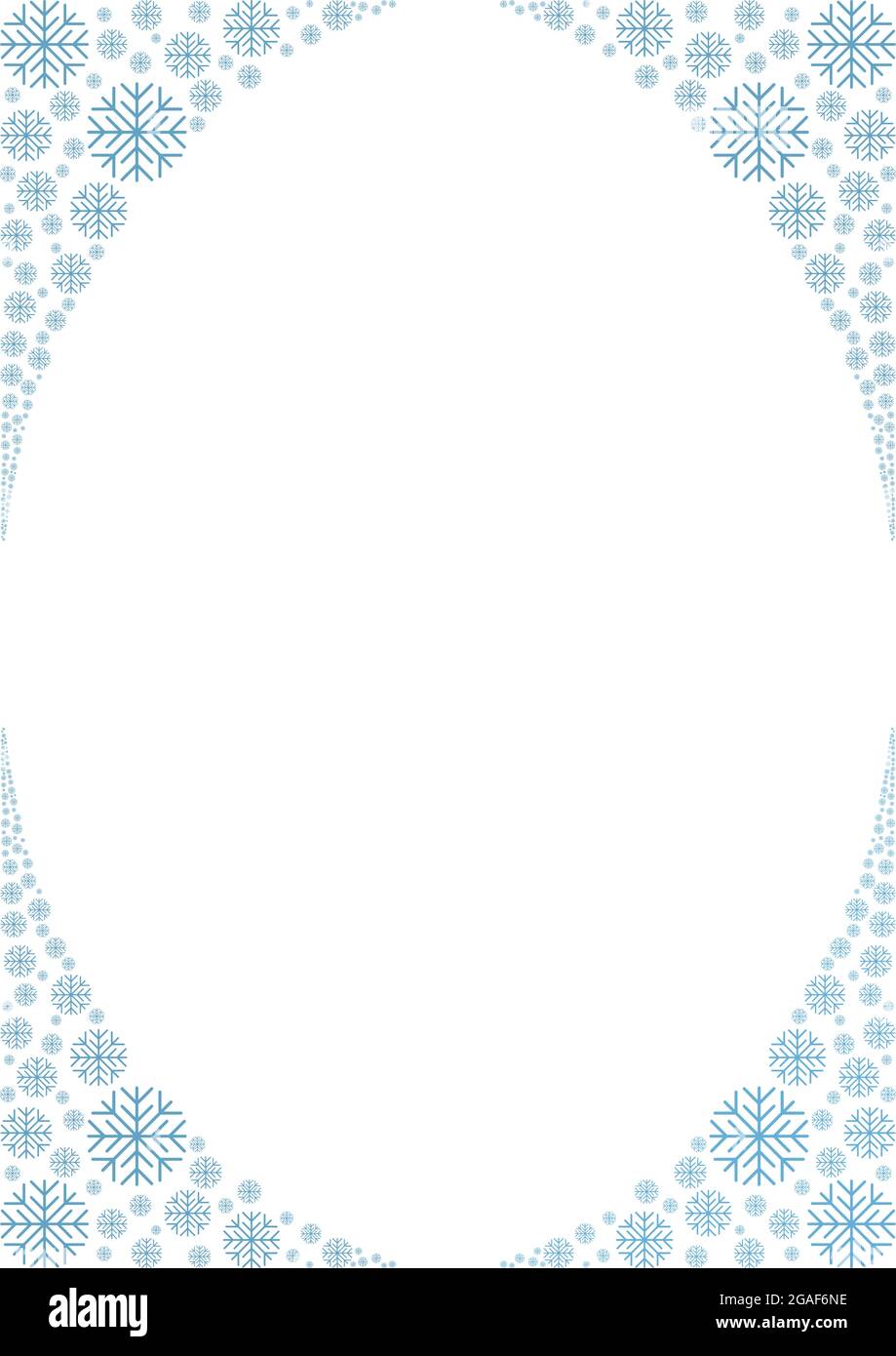 Ice Blue frostige Schneeflocke Rahmen Ecken auf weißem Hintergrund. Einmalgebrauch für alle vier Papierecken möglich. Stock Vektor