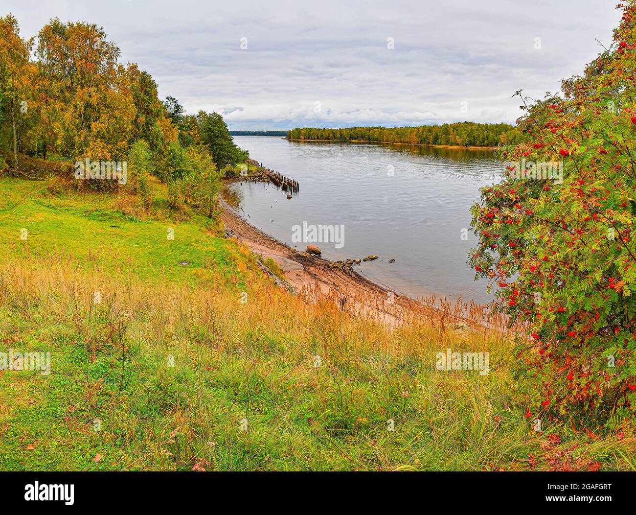 Vysozk, bis 1917 - Trongsund, von 1917 bis 1948 - Uuras. Eine Hafenstadt in Russland, im Bezirk Wyborgski des Leningrader Gebiets. Eines der kleinen Stockfoto