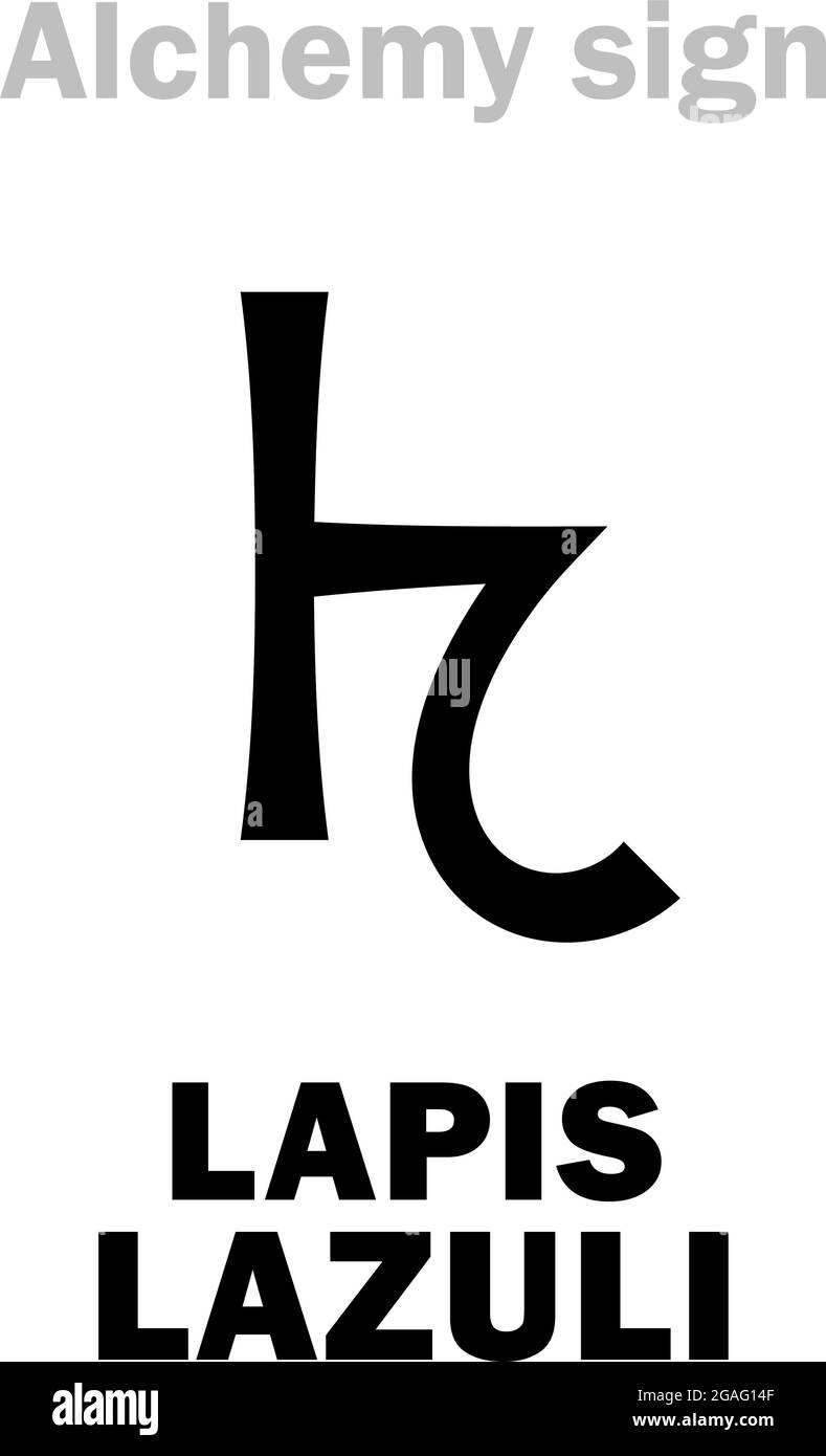 Alchemie-Alphabet: LAPISLAZULI (Lapis-Lasure, Lazurium), L’asure, Ultramarin, Afghanistans Azure. Lasurit; 2.) Caeruleum, Azurit. Stock Vektor