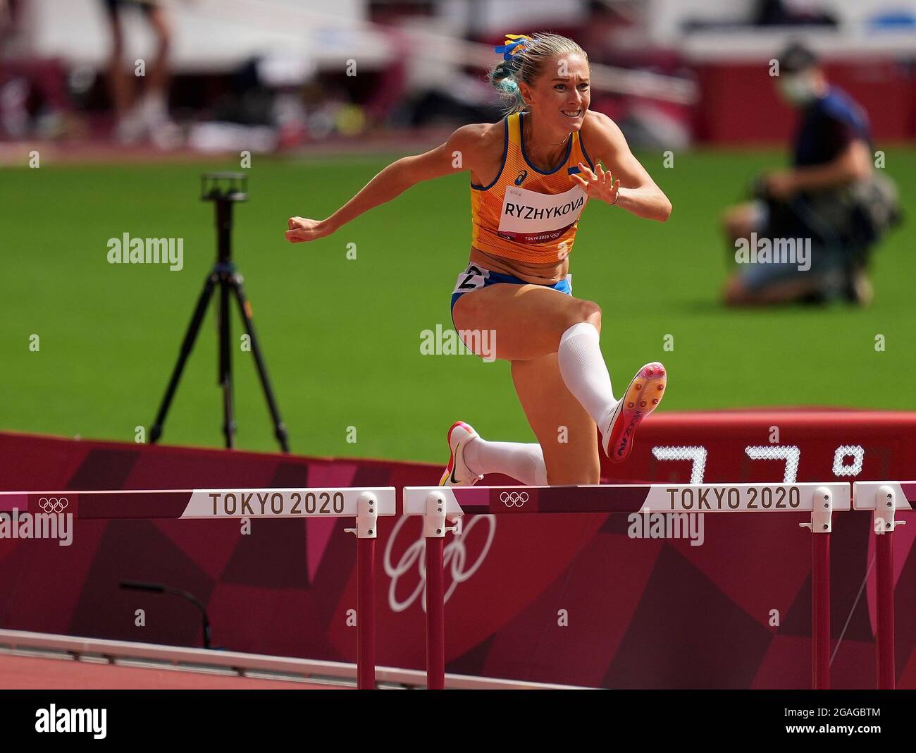 Tokio, Japan. Juli 2021. Anna Ryzhykova aus der Ukraine tritt während der 400-m-Hürdenhitze der Frauen bei den Olympischen Spielen 2020 in Tokio, Japan, am 31. Juli 2021, an. Quelle: Li Yibo/Xinhua/Alamy Live News Stockfoto