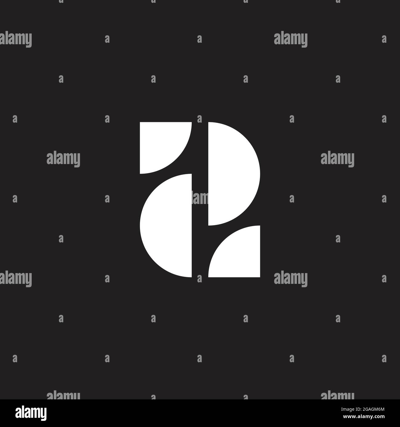 Zahl 2 Kurven Grundform Logo Vektor Stock Vektor