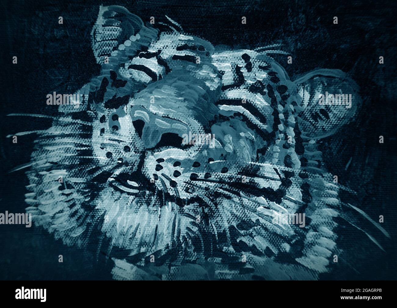 Ölgemälde Bengalischer Tiger , Bildende Kunst , Pinselstrich , Leinwandmalerei Stockfoto