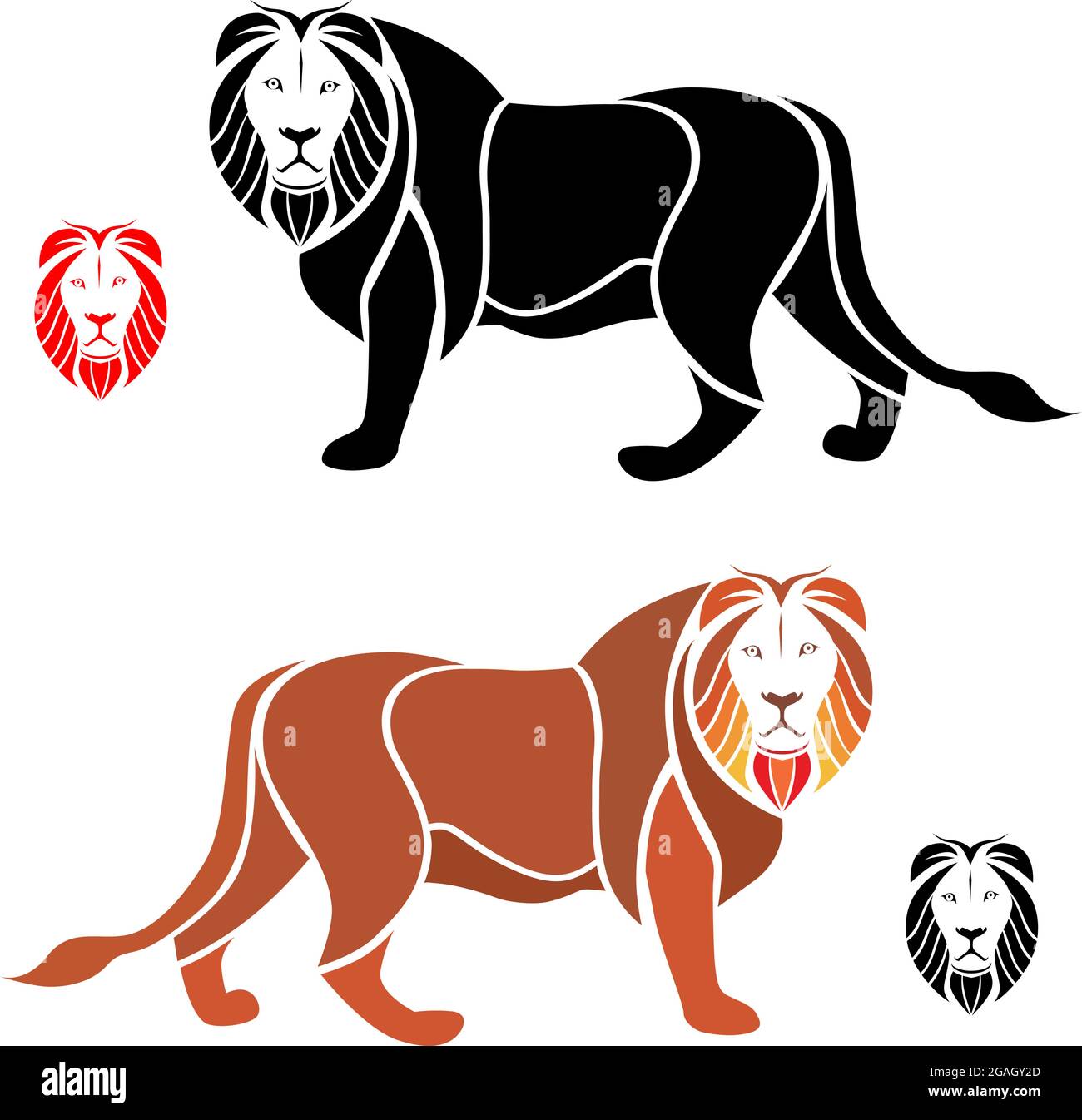 Der männliche Löwe auf weißem Hintergrund - Vektor Stock Vektor