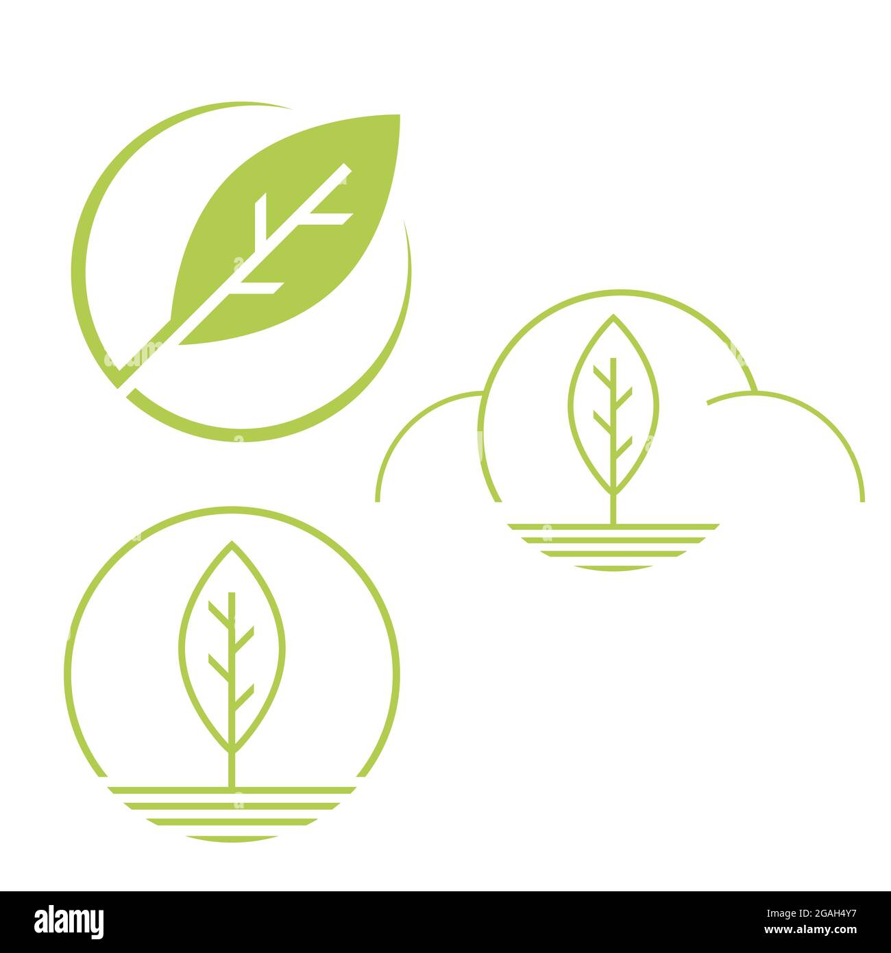 Natürliche Umwelt der Natur einfache umweltfreundliche Kreis grünes Blatt Logo Vektor-Elemente gesetzt Stock Vektor