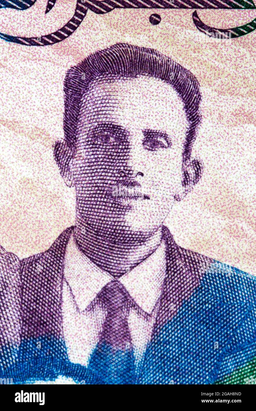 Mostefa ben Boulaïd ein Porträt aus algerischem Geld - Dinar Stockfoto