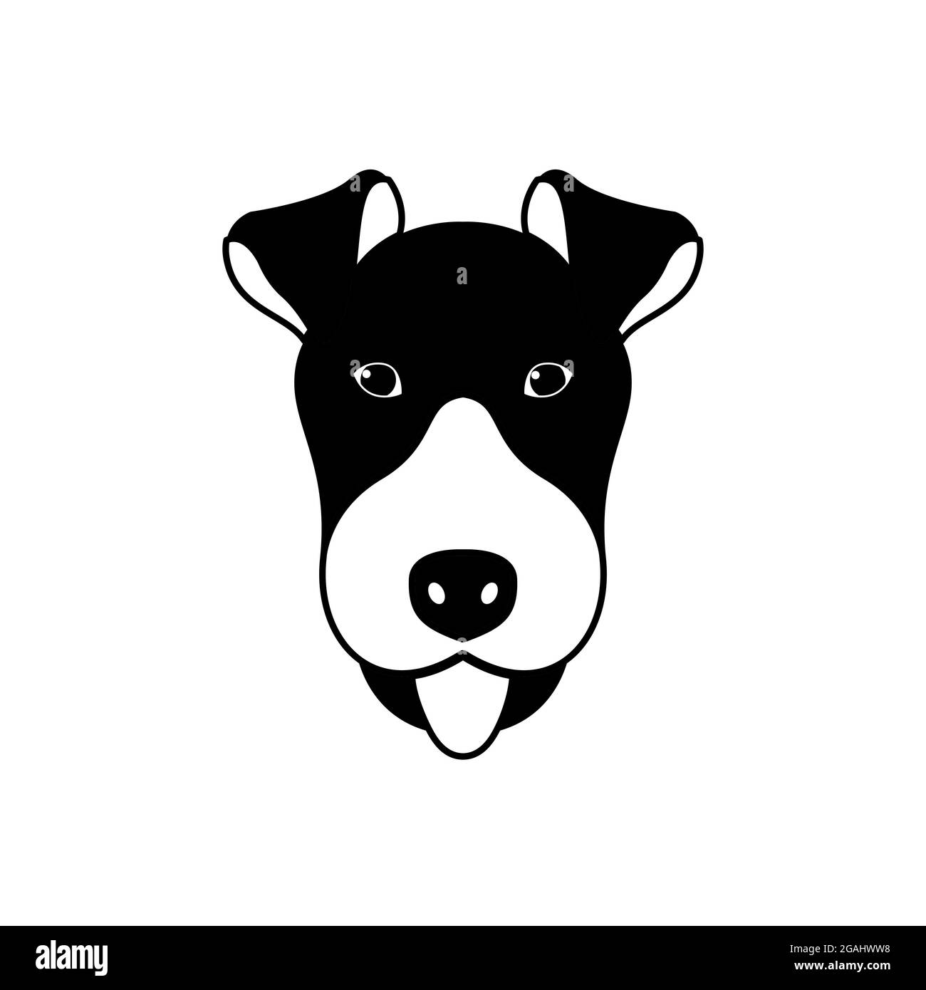 Portrait von Fox Terrier, schwarz-weiß flacher Stil. Vektorgrafik. Stock Vektor