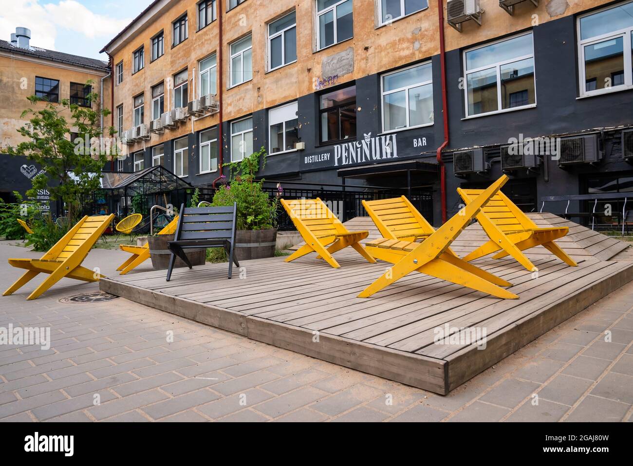 Sommerparty auf der Straße. Festivalkonzept. Stockfoto