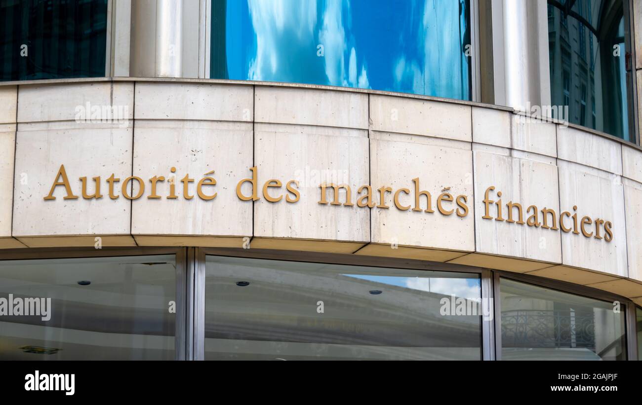 Außenansicht der Autorité des Marchés Financiers (AMF), der französischen Verwaltungsbehörde, die für die Regulierung der Finanzmärkte zuständig ist Stockfoto