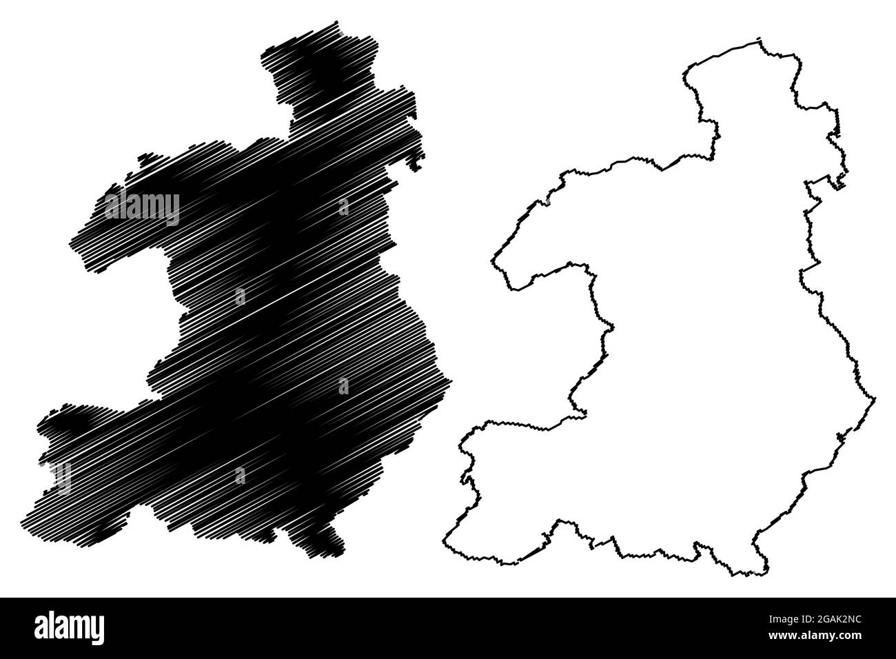 Waldeck-Frankenberg (Bundesrepublik Deutschland, Landkreis Kassel, Bundesland Hessen, Hessen, Hessen) Kartenvektordarstellung, Abschr Stock Vektor