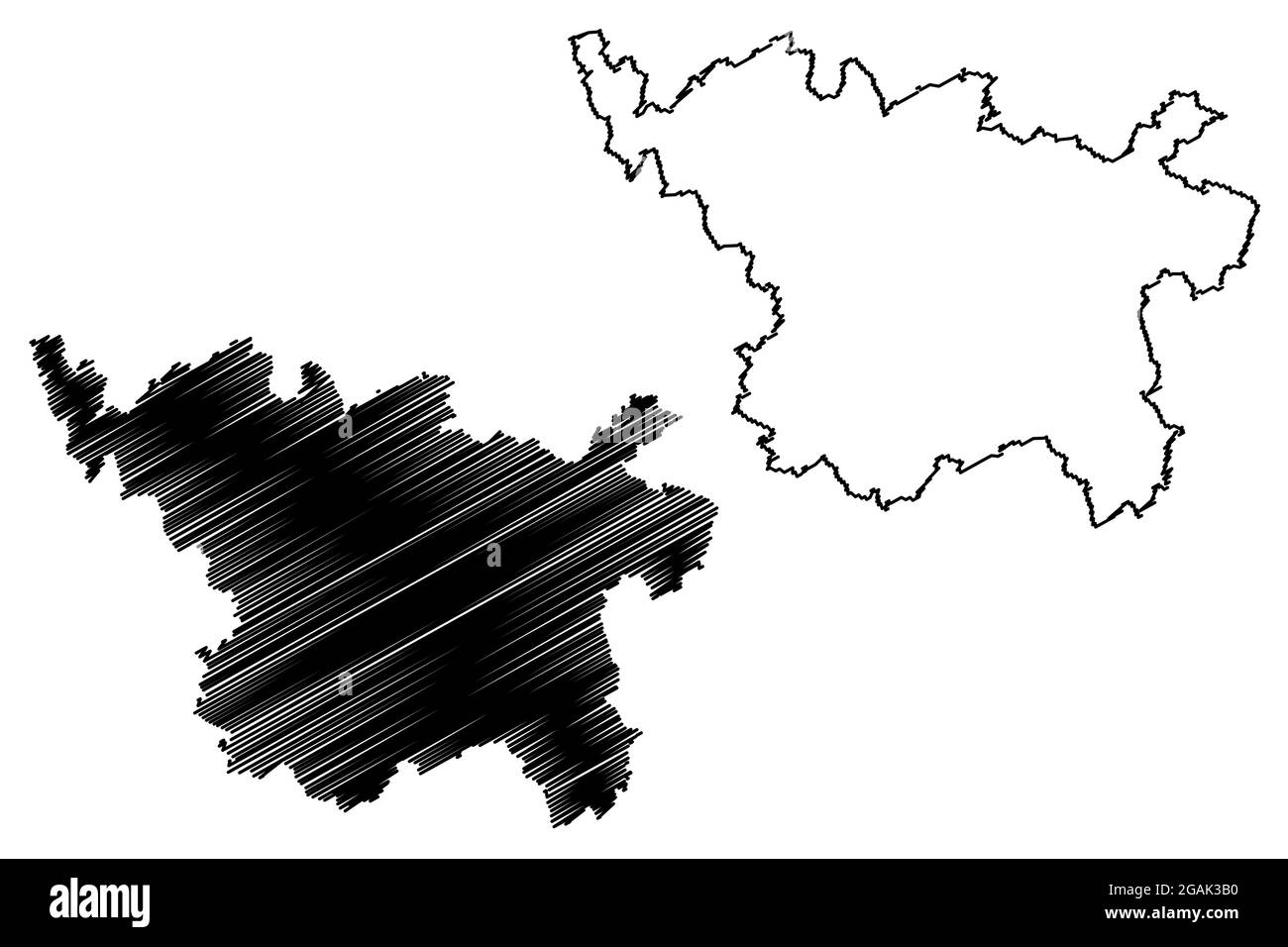 Vulkaneifel Kreis (Bundesrepublik Deutschland, Land Rheinland-Pfalz) Kartenvektordarstellung, Scribble-Skizze Vulkaneifel-Karte Stock Vektor