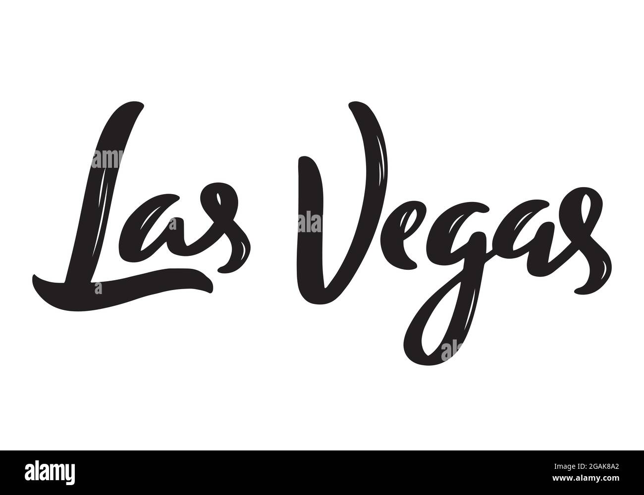 Kalligraphie mit handgeschriebenen Schriftzügen in Las Vegas. Handgezeichnete Kalligraphie mit Pinsel. City-Schriftzug. Vektorgrafik. Stock Vektor