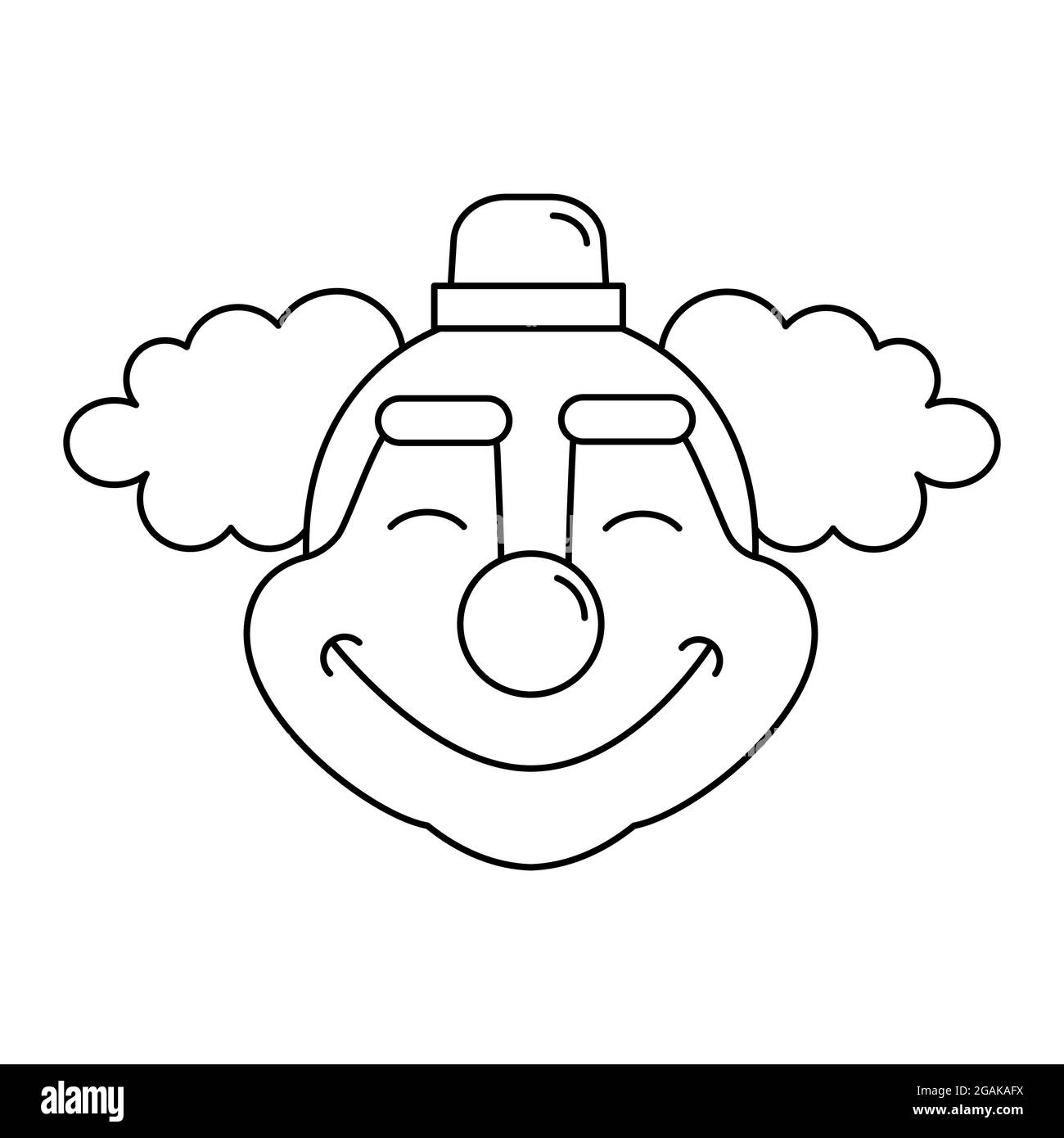 Happy Zirkus Clown Zeichen. Jester Outline Vektor-Symbol für Web-Design isoliert auf weißem Hintergrund. Joker Symbol für Feier, Festival, Karneval. Lau Stock Vektor