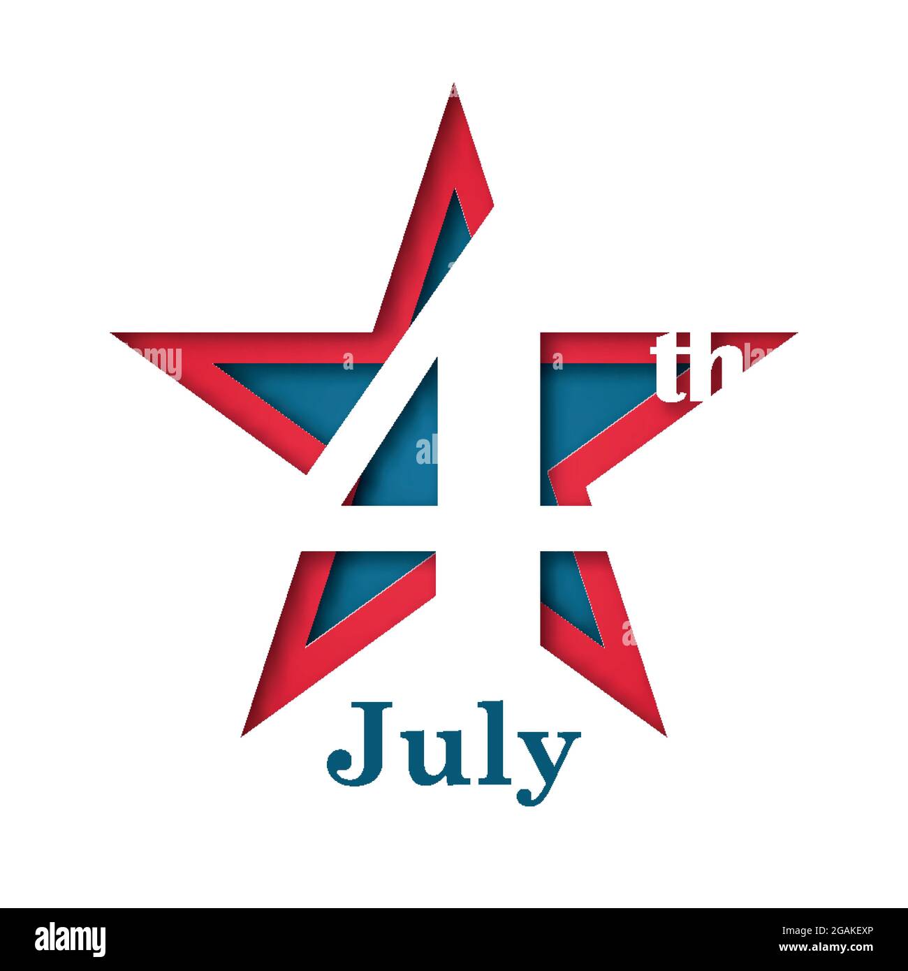 4. Juli, USA Independence Day. Grußbanner mit Stern. Papier Kunst. Origami Konzept Hintergrund. Stock Vektor